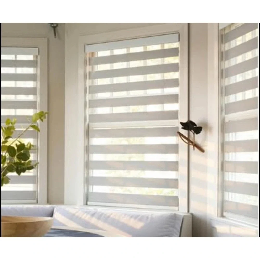 GHV Zebra Light Filtering Cordless Striped Roller Blind White 35 x 64